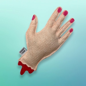 Severed Hand Catnip Toy, Funny Gift, Spooky Horror Cat Toy, Nerdy Felt Cat Toy, Ready to Ship, Surreal Cat Toy, Unisex Gift
