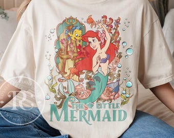 Camisetas de La Sirenita con colores retro y confort, camiseta de la princesa Ariel de Disney, camiseta "Pero papá lo amo", viaje de las chicas de Disney con las princesas de Disney