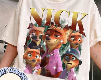 Nick Wilde-shirt Disneyland Zootopia, T-shirt Judy Hopps en Nick Wilde, Zootopia 2 2025, Disneyland Family Trip 2025, trendy bootlegshirt