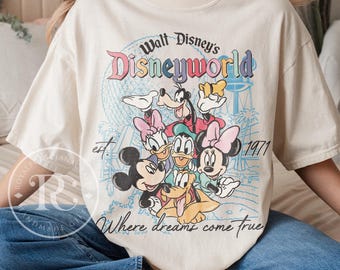 Vintage Walt Disney Disneyworld Est 1971-skjorta, Disneyworld-skjorta, Disney-familjesemester 2025-skjorta, Disney-resa-skjorta, Disney-gruppskjorta