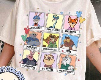 Disney Zootopia 2 Characters Photo Portrait Shirt, Zootopia Nick Judy Hopps Gary Nibbles Shirt, Cartoon Characters Shirt, Disney Trip Shirt