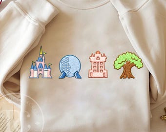 Sweat-shirt brodé parc à thème magique, pull brodé Disney, chemise brodée Epcot Magical Castle Hollywod Studios