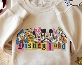 Sudadera bordada Disneyland, suéter bordado Mickey Mouse, jersey de cuello redondo bordado Mickey y sus amigos, camiseta bordada Disneyland 2026