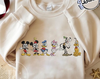 Sudadera con bordado de Mickey y sus amigos de Disney, camiseta bordada de viaje a Disney, camiseta de Disney World, camisetas a juego de vacaciones familiares de Disney