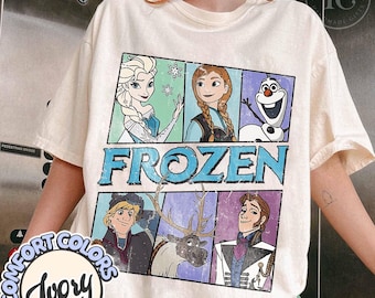 Camiseta retro de la princesa Disney Elsa Frozen, camiseta de princesa Disney con colores cómodos, camiseta de princesa Elsa Anna, viaje de chicas Disney, camiseta de Disneyworld