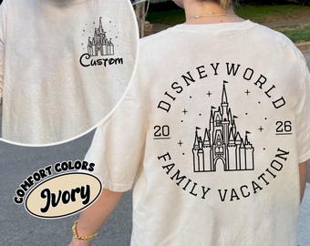 Magliette personalizzate per le vacanze in famiglia Disney 2026, Magliette personalizzate Mickey Castle 2026, Maglietta per le vacanze in famiglia a Disneyland, Maglietta per le vacanze in famiglia a Disneyworld