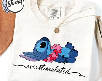Camiseta Stitch Overstimulated, camiseta Mickey Snacks Doodle, estampado divertido Sugar Rush Chaos, atuendo para viaje a Disneyland, camiseta Disney Foodie con la que te sentirás identificado