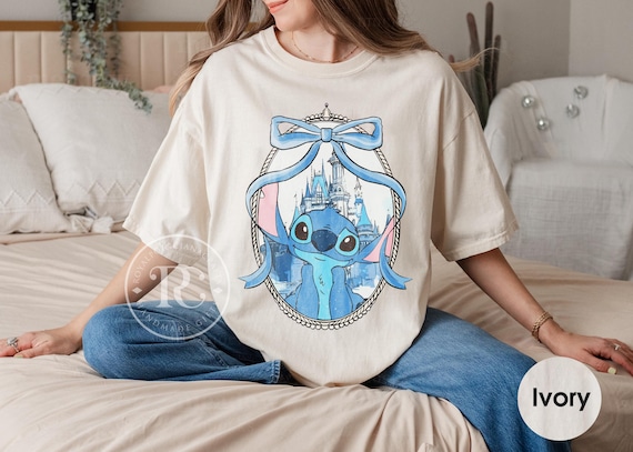 Watercolor Coquette Bows Disney Stitch Shirt, Stitch Disneyland Comfort Colors Shirt, Magical Kingdom Shirt, Disney Magical Castle Shirt