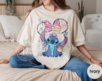 Camiseta de Stitch de Disney, camiseta de Lilo y Stitch, camiseta del Castillo de Mickey, camiseta para amantes de los perros, camiseta con lazo de Minnie, camiseta del Reino Mágico, camiseta de viaje a Disneyland
