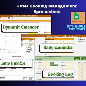 Hotel Management Spreadsheet Template | Booking, Invoicing & Cleaning | Google Sheets for Small Hotels and BnBs