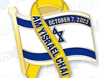 Israeli flag memorial lapel pin October 7 2023