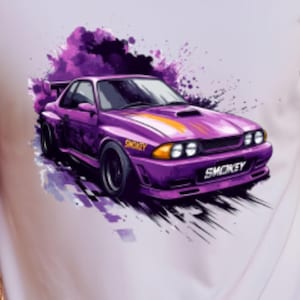 Water Colour muscle car t shirt design PNG car clipart retro car sublimation design vintage car design png digital download Smokey car PNG