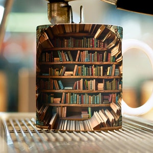 3D book mug wrap 3D bookshelf mug wrap sublimation design PNG 3D book lover  11oz 12oz 15oz Coffee Mug Wrap.