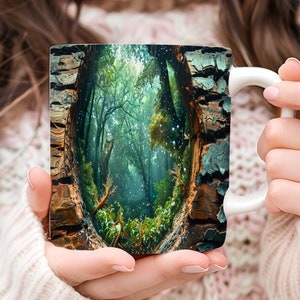 3D forest mug wrap PNG camping mug wrap 11oz & 15oz mug sublimation design digital download nature lover gift gifts for men outdoor camping.