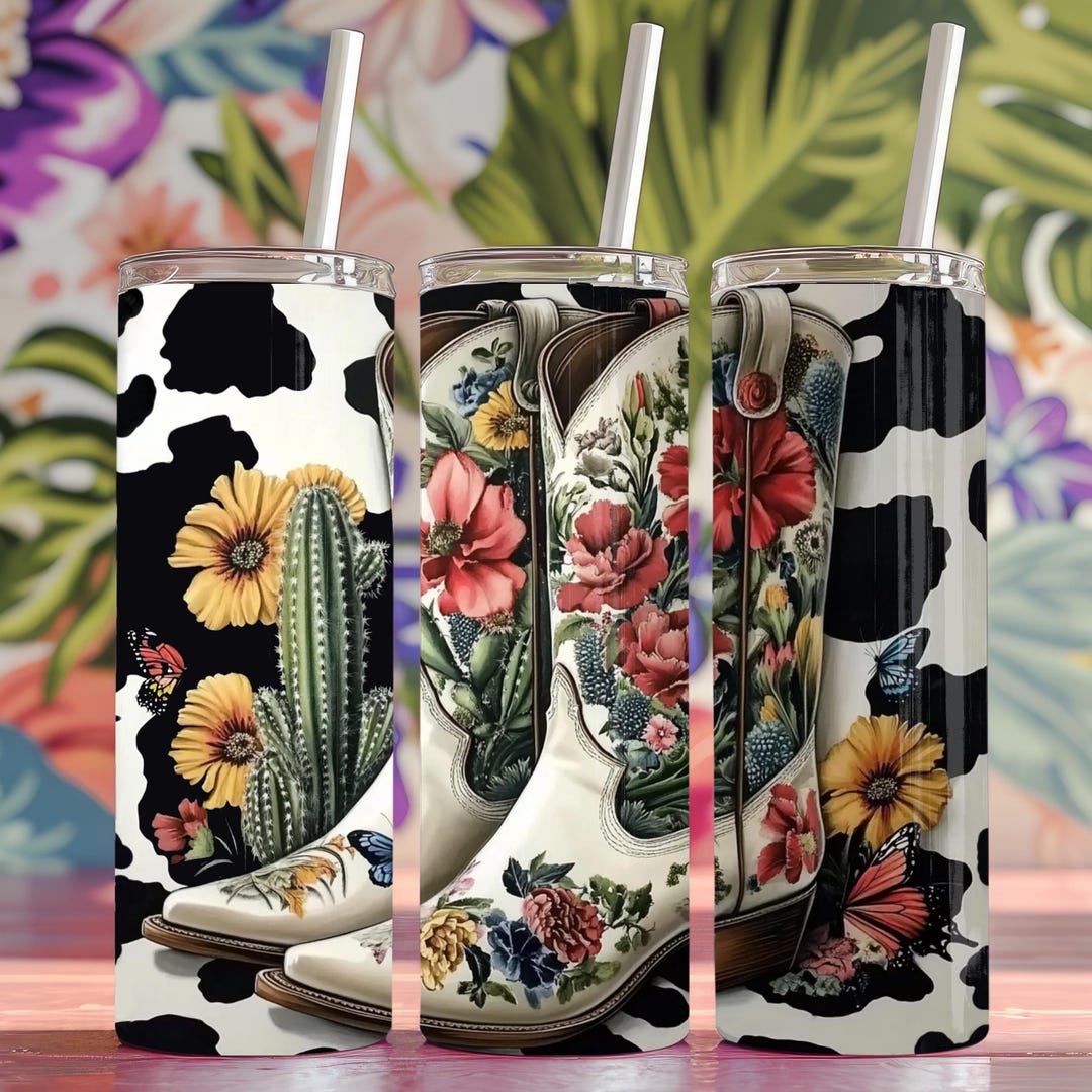 Western Cowgirl Boots Tumbler Wrap | 20 Oz Skinny Sublimation Design ...