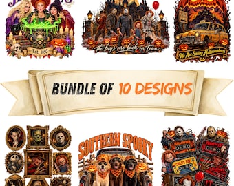 Halloween Horror PNG Bundle, Spooky Season Shirt Designs, Scary Halloween Clipart, Horror Sublimation Digital Download