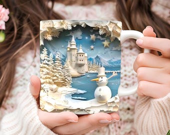 3D Christmas Deer Mug Wrap Sublimation Designs | 11oz & 15oz Coffee Mug ...