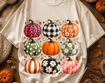 Fall Pumpkin PNG Bundle, Floral Leopard Buffalo Check Pumpkin, Cute Autumn Sublimation Design, Thanksgiving Digital Download
