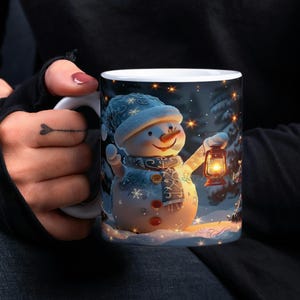 3D Snowman Mug Wrap | Christmas Sublimation PNG | 11oz & 15oz Mug Template | Holiday Mug Wrap Design | Instant Digital Download