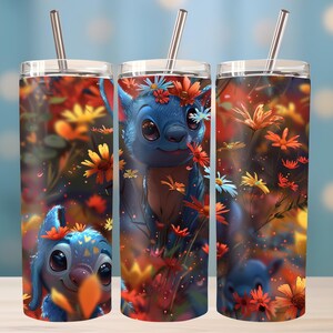 Uroczy Obcy Stwór 20oz Skinny Tumbler Wrap | Kosmiczna Przygoda Pobieranie Cyfrowe | Niebieski Futrzany Przyjaciel Sublimacja Projekt | Zabawny Kubek z Kreskówek