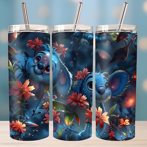 Uroczy Obcy Stwór 20oz Skinny Tumbler Wrap | Kosmiczna Przygoda Pobieranie Cyfrowe | Niebieski Futrzany Przyjaciel Sublimacja Projekt | Zabawny Kubek z Kreskówek