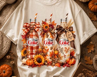 Fall Soda Bottle PNG, Autumn Drink Clipart, Thanksgiving Tumbler Design, Pumpkin Floral Sublimation Digital Download