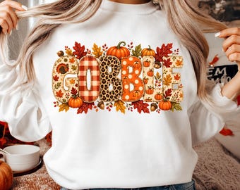 Gobble PNG, Thanksgiving Turkey Sublimation Design, Fall Patchwork Letters Pumpkin Leopard Gingham Digital Download, Autumn Shirt Clipart