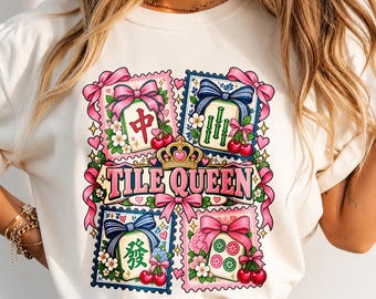 Mahjong Queen PNG, Pink Mahjong Tile Design, Mahjong Night Digital Download, Game Night Craft Graphic