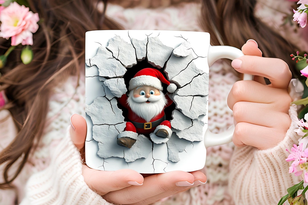 3D Santa Mug Wrap PNG | Christmas Coffee Mug Sublimation Design for ...