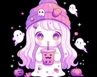 Leuk spook png, koffie png, bougie png, trendy halloween png, halloweenshirt png, schattig herfstspook png, halloweenspook png, spookseizoen png
