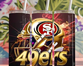 San Francisco Football 20oz Skinny Tumbler Wrap PNG, Sport Tumbler Design, Mascot Sublimation Tumbler, Digital Download, Football Tumbler