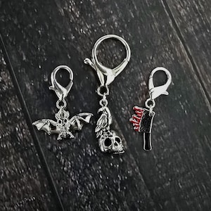 Horror Themed Stitch Marker Set for Crochet or Knit, Fiber Art Notions