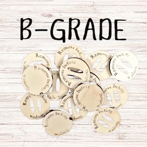 B-GRADE No Sew Pom Pom Buttons for Hat Makers, Crochet & Knit Projects 1 inch Natural Wood