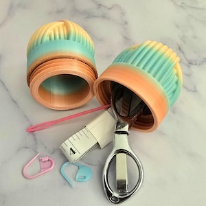 Deluxe Yarn Accessories Kit with Yarn Ball Container for Travel Fiber Artist. Yarn Skein Notions Holder, Gift for Crochet or Knit.