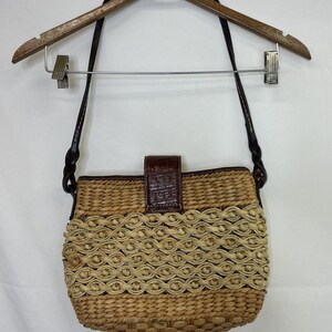 Brighton Sadie Straw Brown Leather Trim Shoulder Tote Bucket Handbag FS Charity image 2