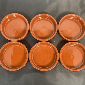 Set of 6 CERMER Ramekins Terracotta Pottery Baking Dessert Dish Creme Brulee FS