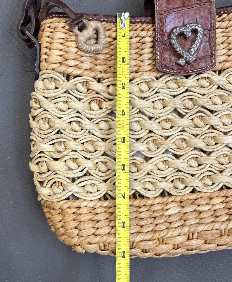 Brighton Sadie Straw Brown Leather Trim Shoulder Tote Bucket Handbag FS Charity image 4