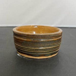 Studio Art Pottery Brown & Teal Glazed Signed 2"x4" Trinket Sauce Anything Bowl
