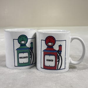 Juego de tazas de café premium con diseño de surtidor de gasolina vintage de 1990, Java L K Hanson para RTC.