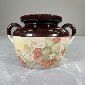 Pot de haricot n° 342 McCoy Pottery marron/crème allant au four avec double poignée avec couvercle vintage