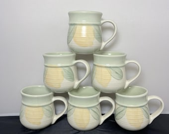 Set of 6 Vintage Pfaltzgraff Vera Cruz Lemon Leaf Mexico Floral