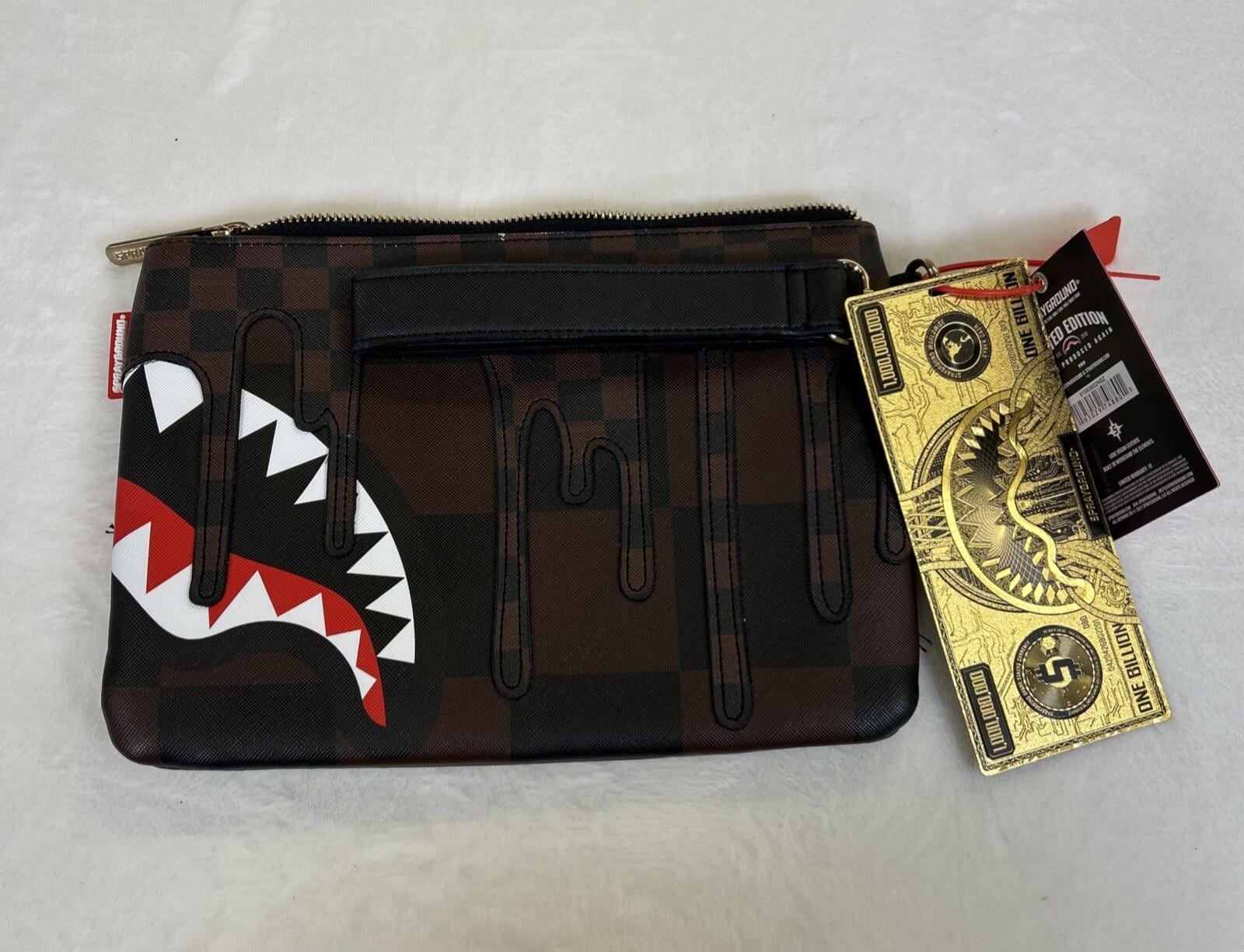 NEW Sprayground Sharks in Paris Drip Brown Checked Crossover