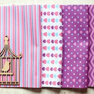 Felt heart printed Valentine's Day, Chevron Felt, Stripes Felt, handmade craft felt, ornament a sheet of felt, felt decor, craft felt