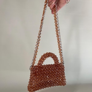 Brown Crystal Beaded Bag | Brown Crystal Bead Bag | Bead Bag | Beaded Bag | Crystal Bag | Bag | Crystal Beaded Bag | Crytstal Bead Bag |