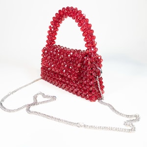Red Crystal Beaded Bag | Crystal Bead Bag | Bead Bag | Beaded Bag | Crystal Bag | Bag | Crystal Beaded Bag | Crytstal Bead Bag |