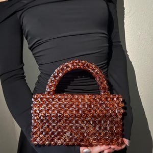 Brown Crystal Beaded Bag | Brown Crystal Bead Bag | Bead Bag | Beaded Bag | Crystal Bag | Bag | Crystal Beaded Bag | Crytstal Bead Bag |