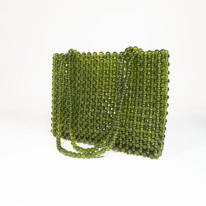 Handmade Green Crystal Beaded Bag: Evening Clutch