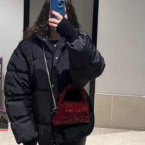 Red Crystal Beaded Bag | Crystal Bead Bag | Bead Bag | Beaded Bag | Crystal Bag | Bag | Crystal Beaded Bag | Crytstal Bead Bag |