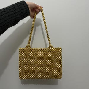 Gold Crystal Beaded Bag | Gold Crystal Bead Bag | Bead Bag | Beaded Bag | Crystal Bag | Bag | Crystal Beaded Bag | Crytstal Bead Bag |