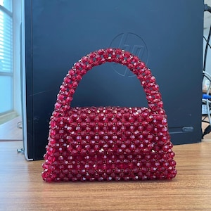 Red Crystal Beaded Bag | Crystal Bead Bag | Bead Bag | Beaded Bag | Crystal Bag | Bag | Crystal Beaded Bag | Crytstal Bead Bag |